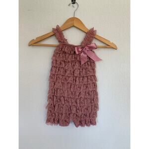 Posh Peanut OG Vintage Lace Romper Dusty Rose 2T Large